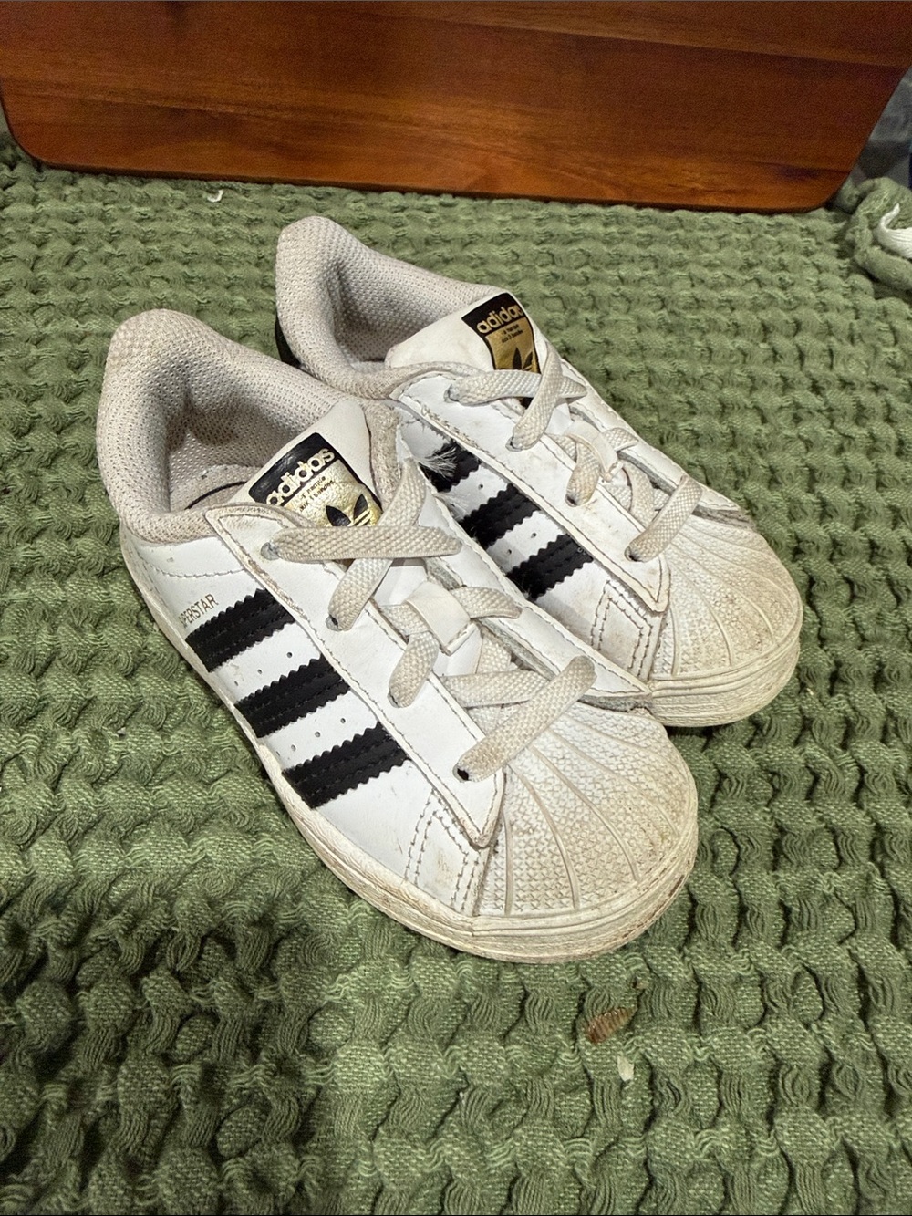 adidas Kids White Sneakers with Black Stripes